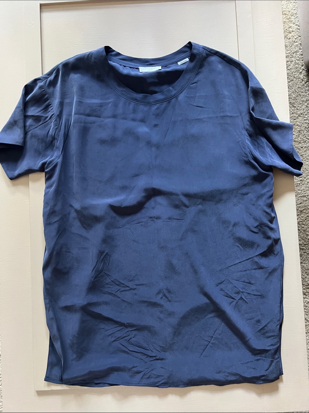 Women’s Equipment Short Sleeved Navy Split Side Tunic 100% Silk